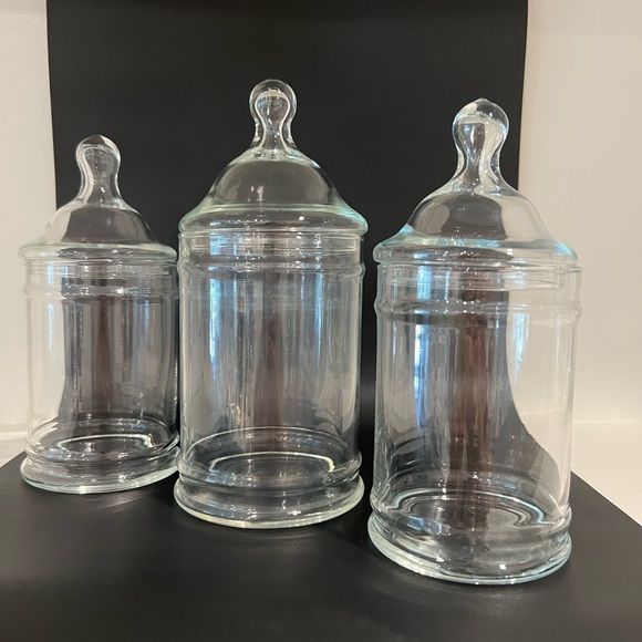 Vintage Empoli Clear Candy Apothecary Jars w/Lids - Set of 3 - Picture 9 of 10